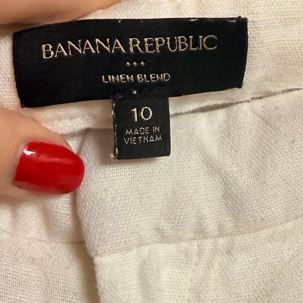 Banana Republic Linen Cotton Blend Wide Leg Cargo Pants